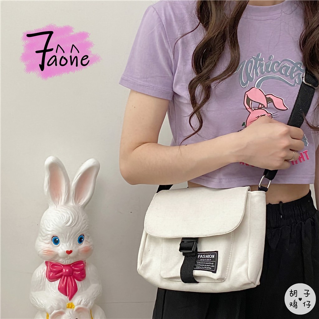 TÚI TOTE ĐEO CHÉO 1 KHÓA BÊN NGOÀI ULZZANG (VẢI CANVAS)