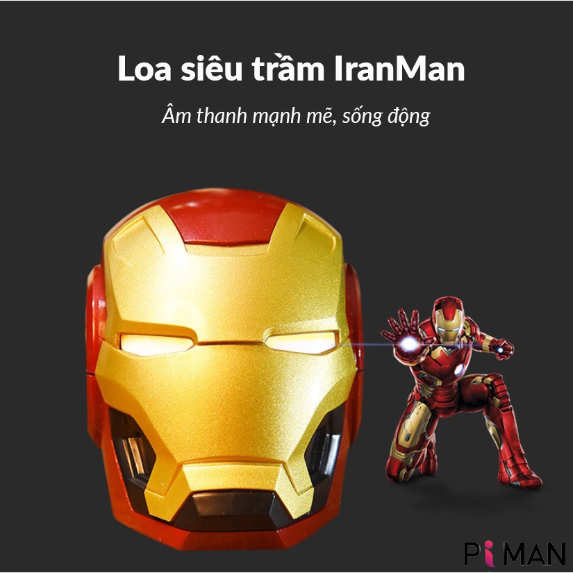 Loa Bluetooth Mini Ironman Piman Không Dây Xách Tay Nghe Nhạc Trong Mắt Có Đèn LED Siêu Đẹp Có Hỗ Trợ Cồng AUX P111