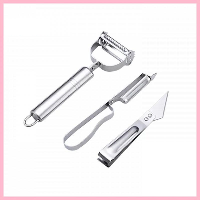 Bộ 3 Dao Nạo Inox Bào Rau Củ Tỉa Trái Cây Nhổ Lông Gà - Đa Năng An Toàn Tiện Lợi
