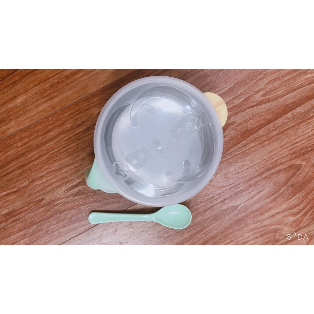 Bát ăn dặm inox 2 lớp giữ nhiệt kèm thìa có nắp cho bé GB baby [ FREE SHIP - HÀNG CHÍNH HÃNG] [ SIZE ĐẠI]