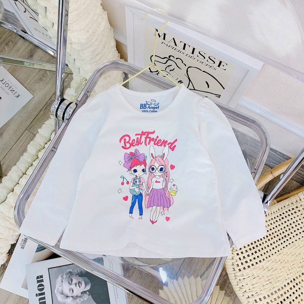 7-32kg Áo thu đông BB angel chất liệu cotton sài gòn hình bé gái best friend đáng yêu