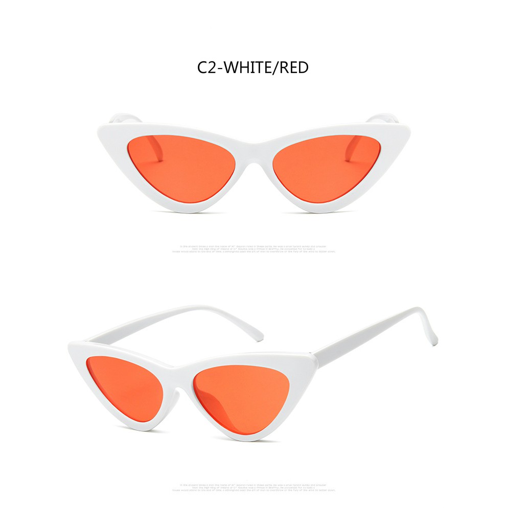 Kính mát gọng hình tam giác mắt mèo màu đỏ phong cách hoài cổ cao cấp