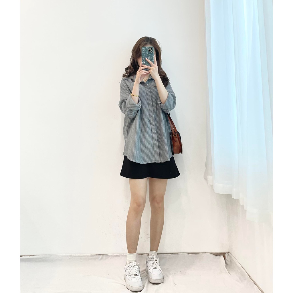 Áo sơ mi kẻ đậm chất vải dày dặn Miho house