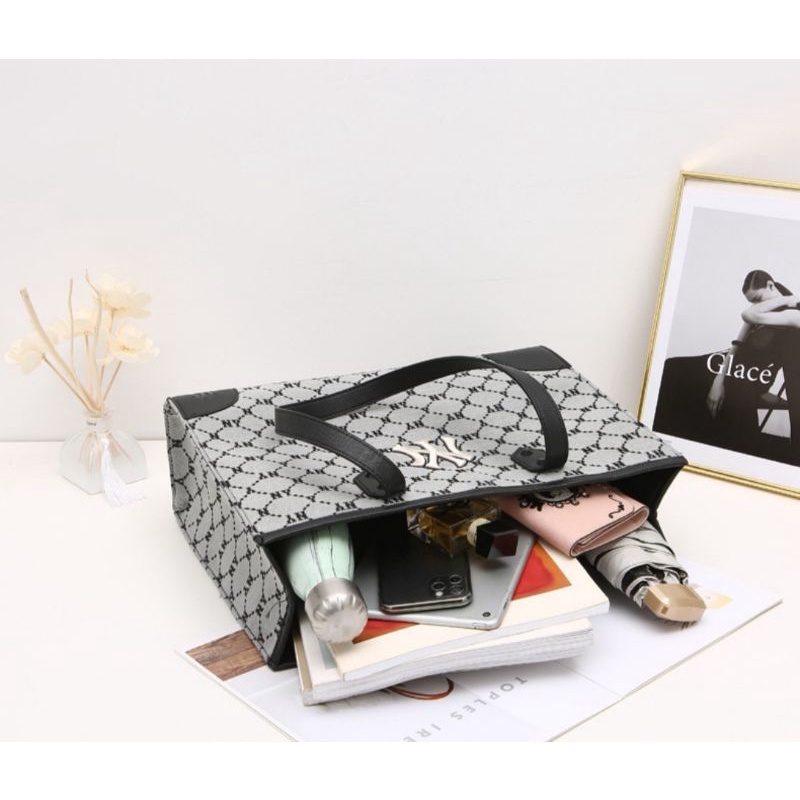 Túi Tote MLB Monogram Kèm Ví Nhỏ Siêu Hot, Túi Tote ny 3 Tone Màu Sang Trọng Unisex