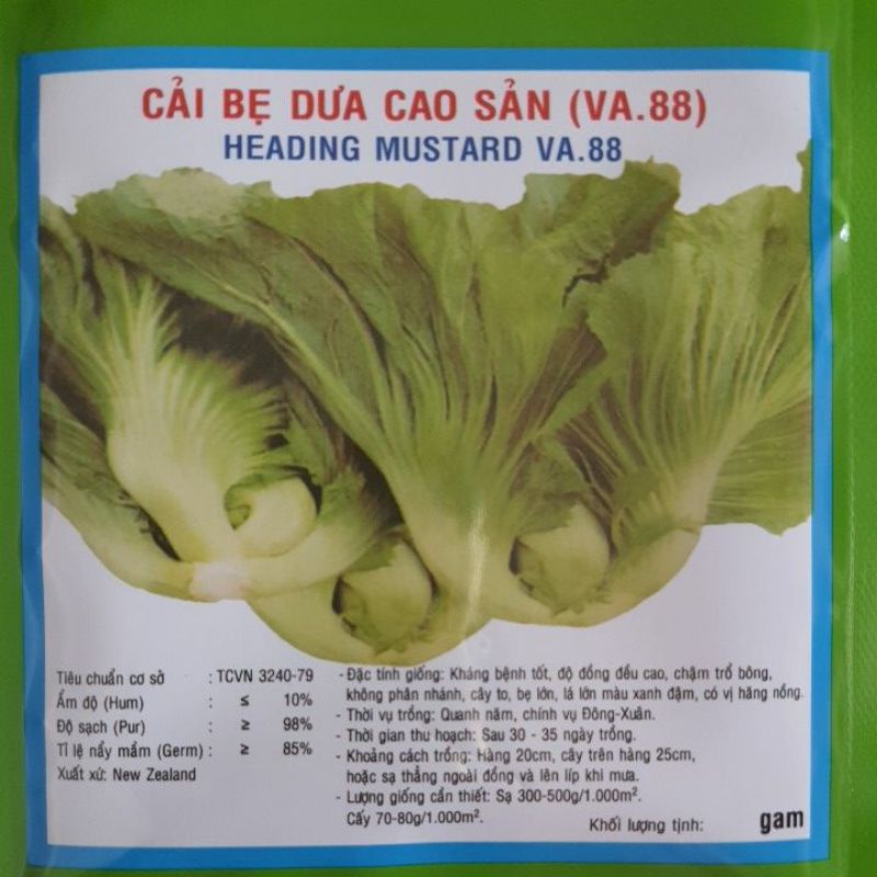 Hạt giống cải bẹ dưa 20gram