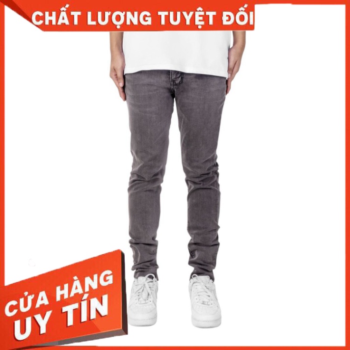 Quần jean nam streetwear cao cấp FNOS NZ6 màu xám trơn form slimfit jean thun co giãn - Hàng nhập khẩu