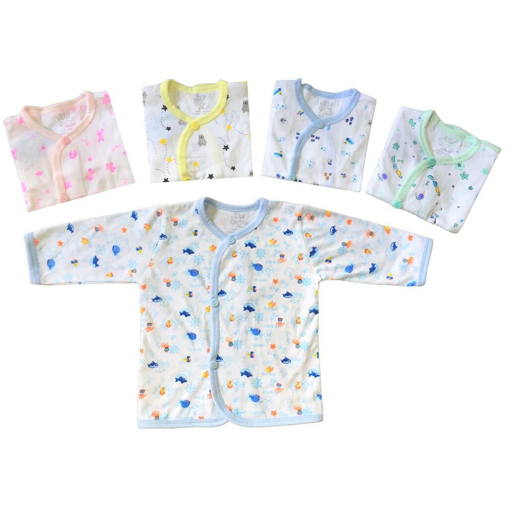 Áo sơ sinh cài xéo họa tiết tay ngắn Jou Chính Hãng Cotton 100%