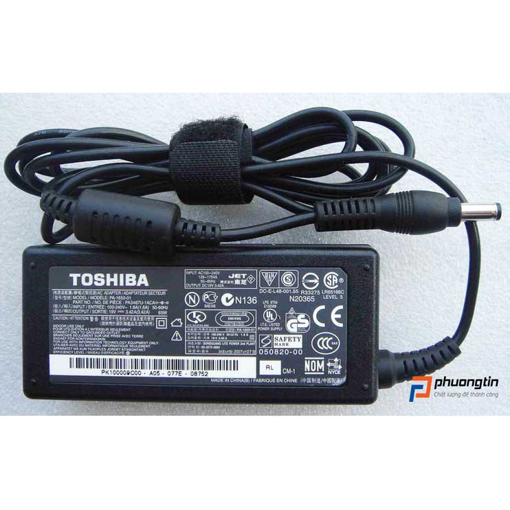Adapter sạc zin laptop Toshiba đầu thường 65W 19V - 3.42A