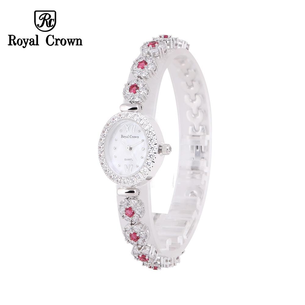 Đồng hồ nữ chính hãng Royal Crown 1516 dây đá vỏ trắng đá Ruby