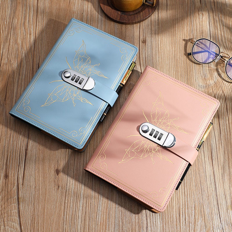 Sổ Tay Có Khóa Mật Mã Đơn Giản Phong Cách Retro