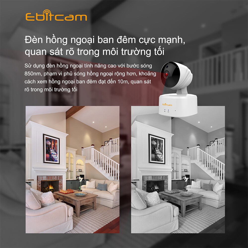 Camera IP Wifi Ebitcam E2-X 2.0MP HD1080P Tặng Thẻ Nhớ Lưu Trữ 32Gb | Chính Hãng Bảo Hành 2 Năm - Maytinhtruongson.vn