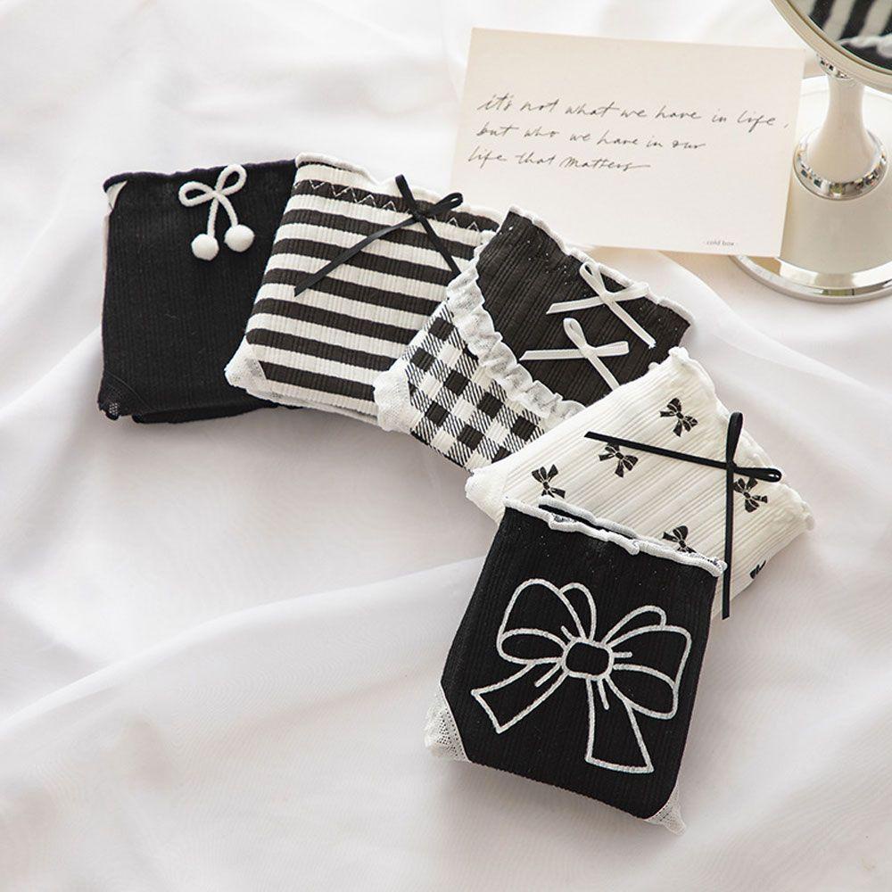 Set 6 Quần Lót Harajuku Mềm Mại Phong Cách Ngẫu Nhiên Cho Nữ