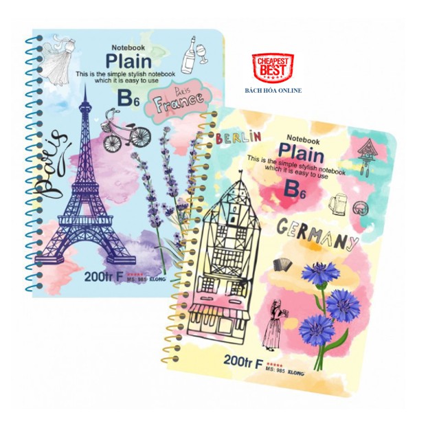 Sổ lò xo đơn KLONG B6 Plain ruột trơn 70/76; MS: 985