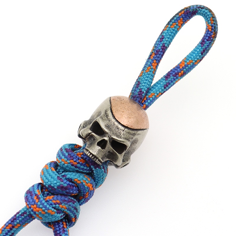 Chuỗi Hạt Hình Đầu Lâu Bằng Đồng Thau Trắng Dùng Làm Móc Khóa DIY