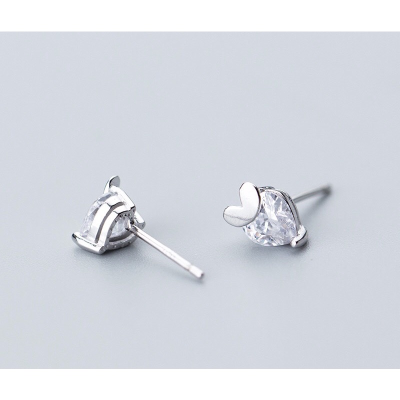 Bông Tai Nữ Bạc 925 Cao Cấp ERASHOP 073666 - Trái Tim Đá Đơn Giản, Nhỏ Gọn, Phù Hợp Đeo Hằng Ngày, Siêu Rẻ Đẹp