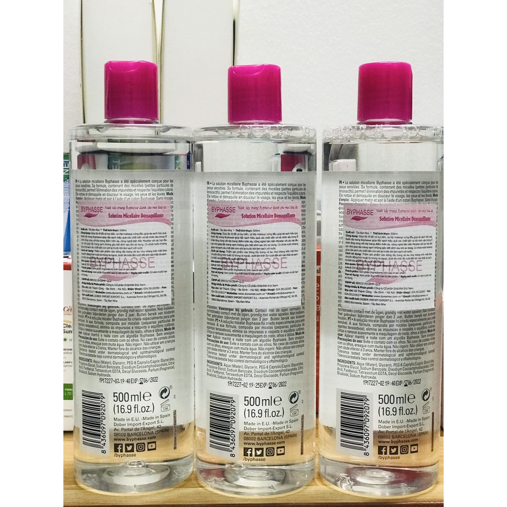 Nước tẩy trang Byphasse 500ml và 100ml, Nước tẩy trang Byphase 500ml