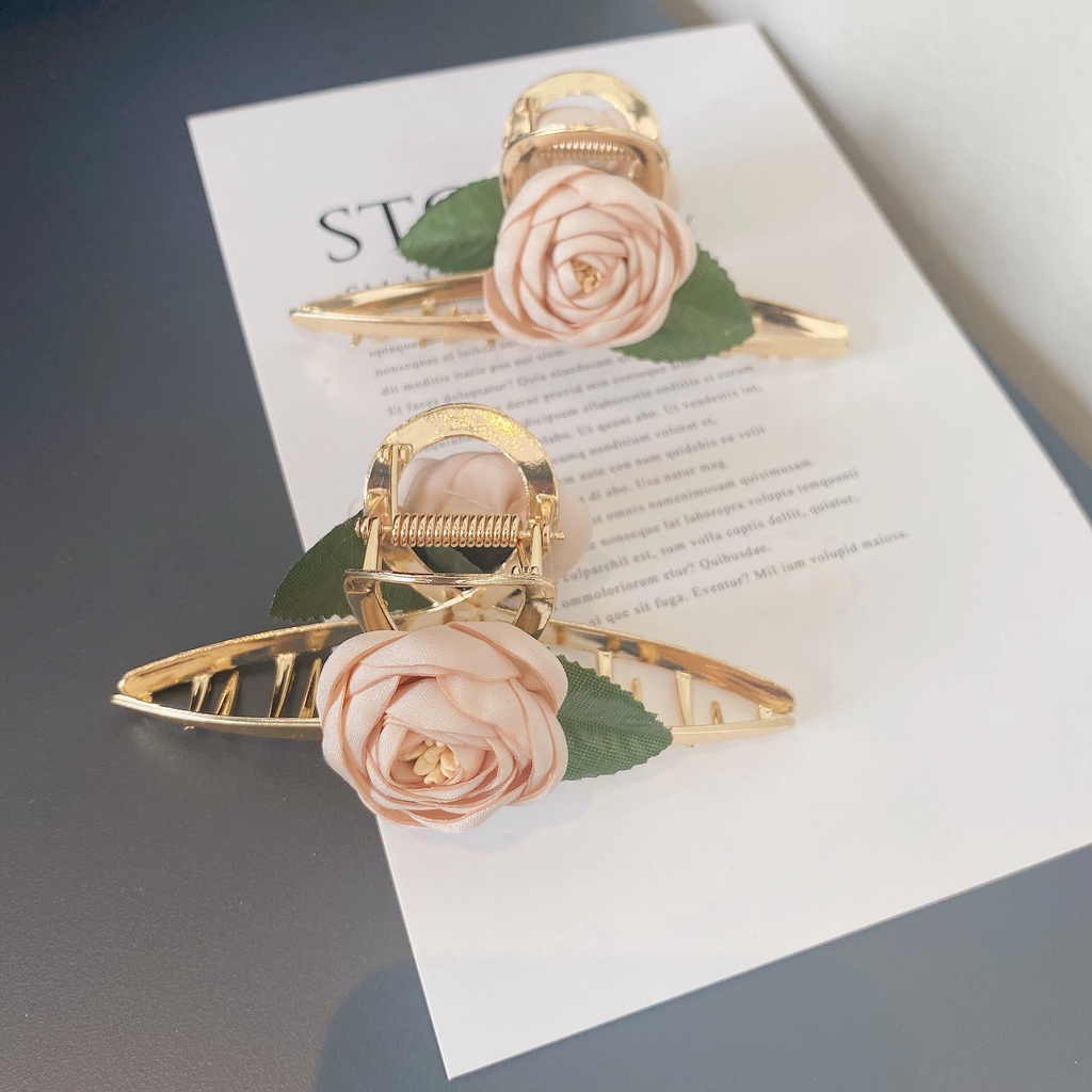 Kẹp tóc càng cua hoa hồng lưới vải sang trọng cho nữ K99