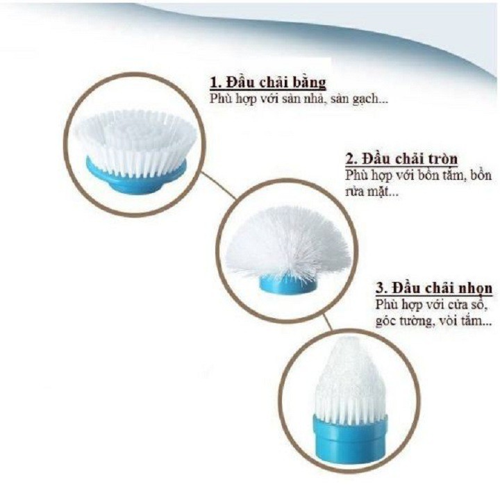 Chổi Điện Sạc Đa Năng 3 Đầu Thay Đổi Spin 300 RPM