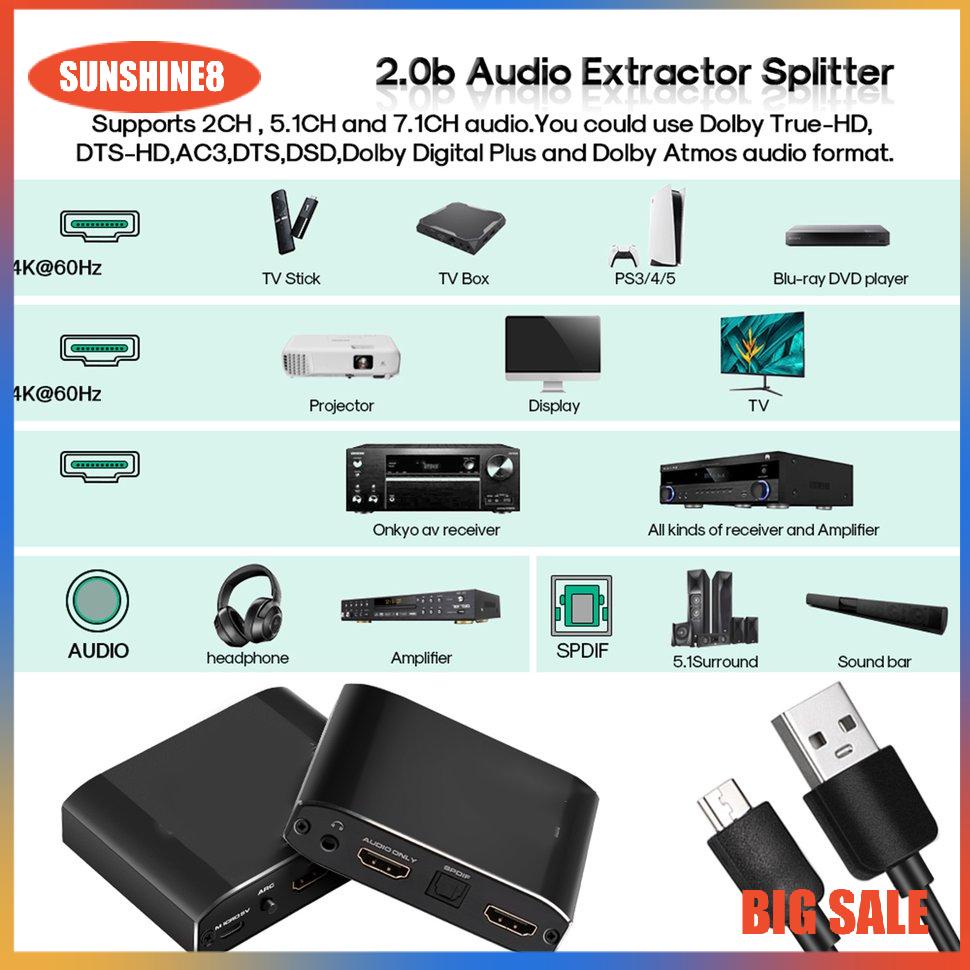 Bộ chia âm thanh HDMI 4K 60hz kèm phụ kiện