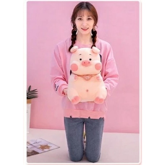 chăn gối văn phòng, gấu bông heo má hồng, gấu kèm chăn, gấu 2in1, gấu heo có mền
