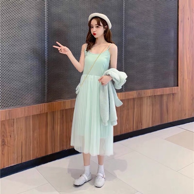 Set 3 món áo dạ kèm túi kèm váy 2 dây