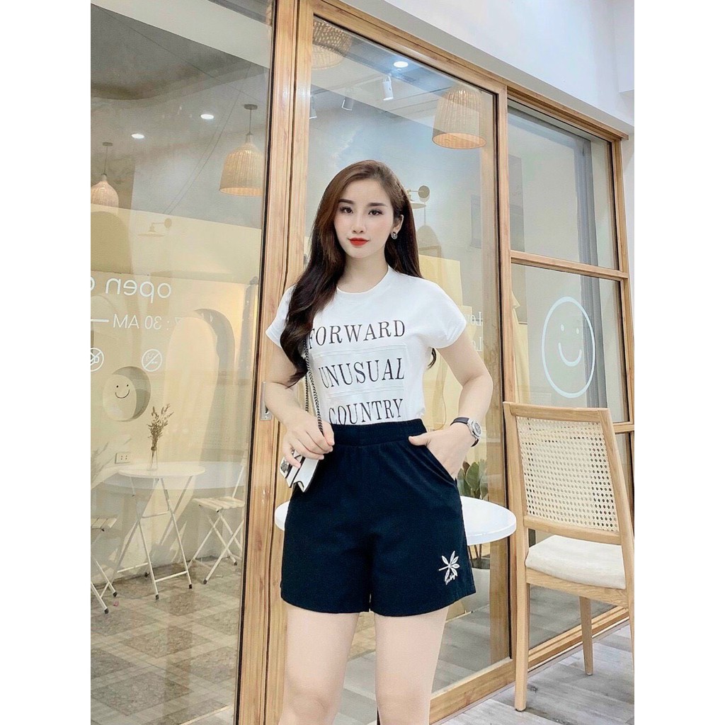 Quần short đũi_quần sooc đùi đũi thêu hoa cạp chun siêu XINH_556 | BigBuy360 - bigbuy360.vn