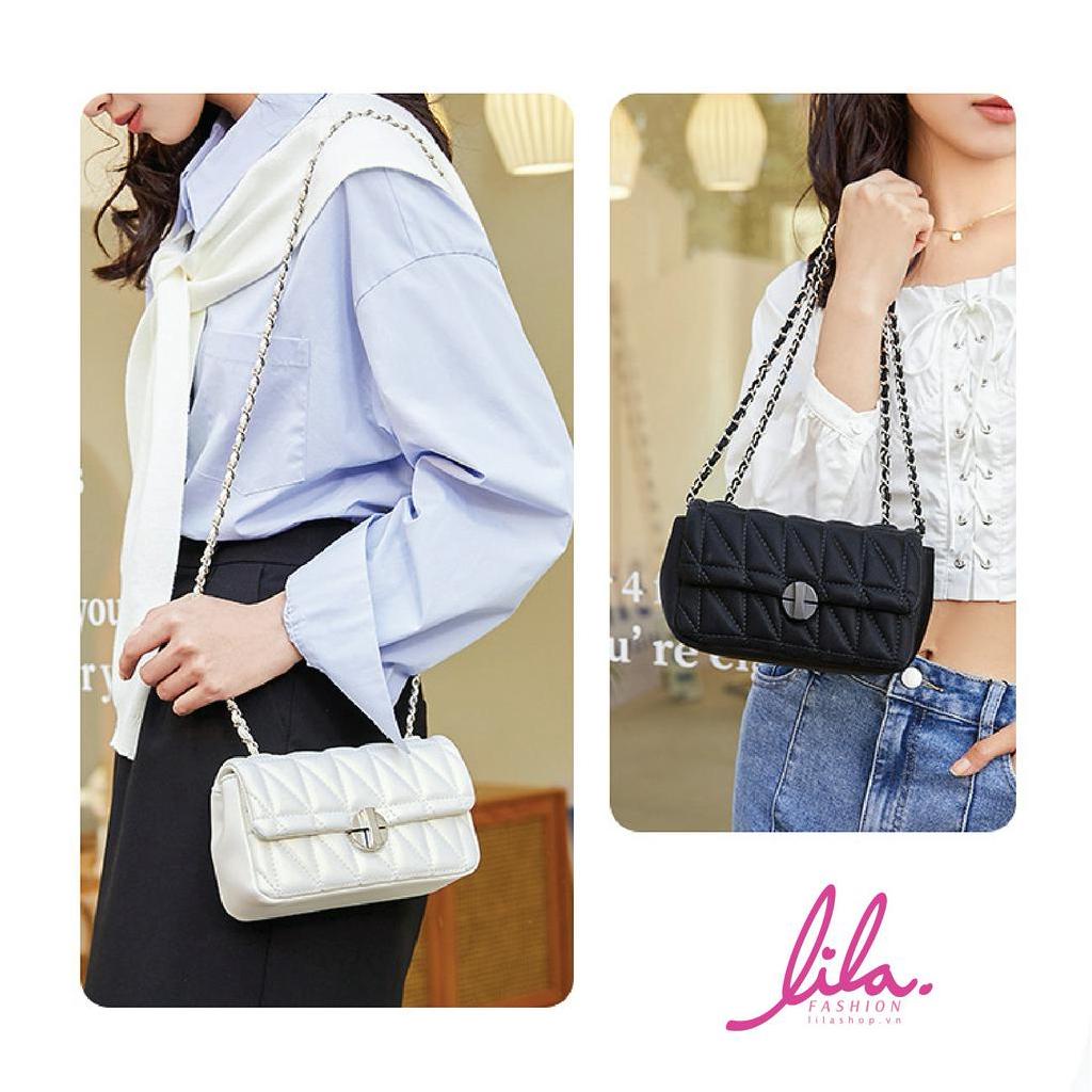 Túi Đeo Chéo Phối Xích Thời Trang Cao Cấp Phong Cách Hàn Lila201