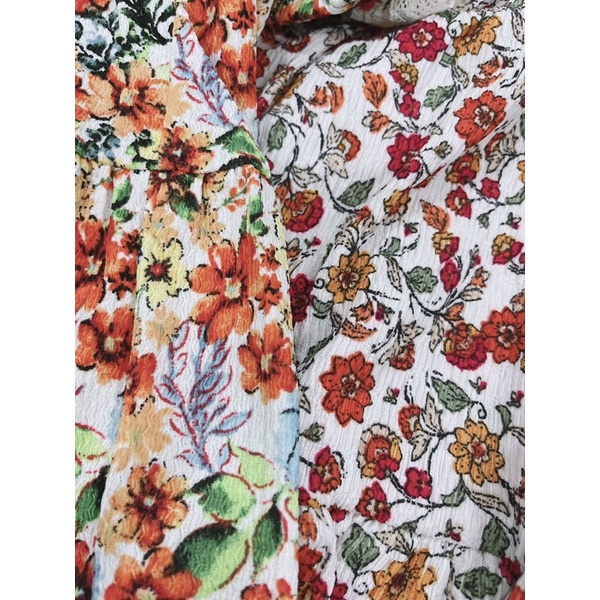 Áo biệt vai babydoll hoa nhí xuất dư xịn