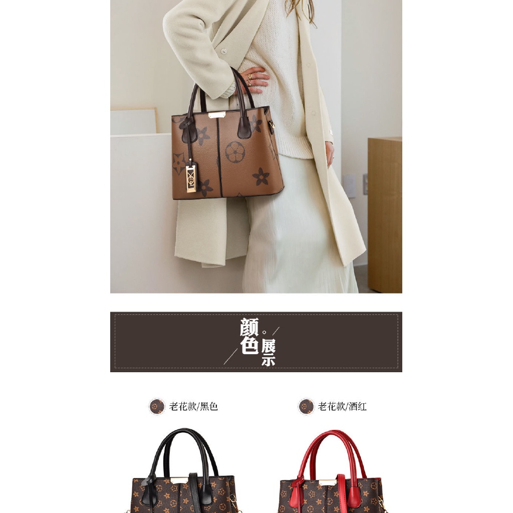 Hàng Có Sẵn QiDong Túi Xách Tote Đeo Vai Sức Chứa Lớn In Hình Phần Tử Cho Nữ
