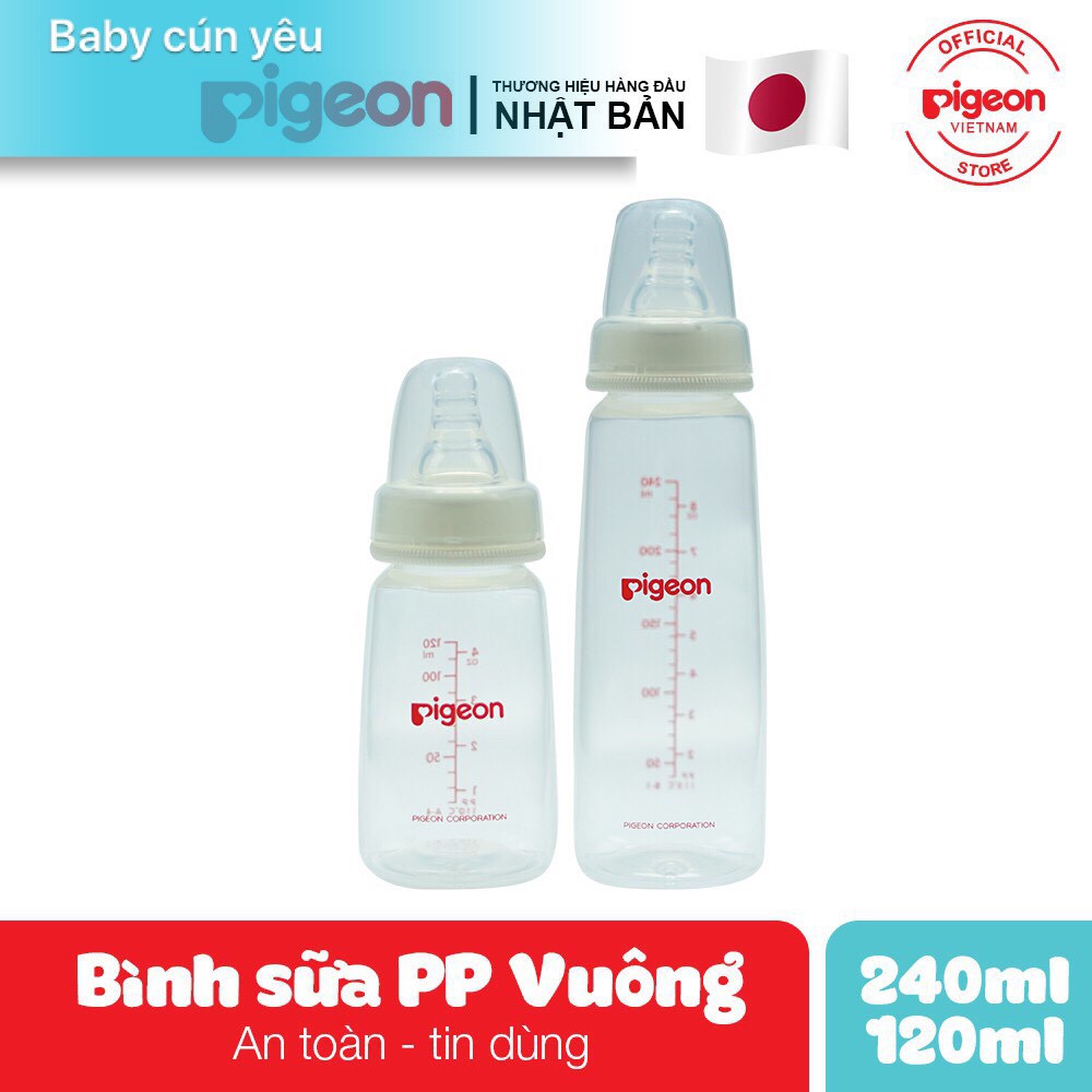 [CHÍNH HÃNG]Bình sữa PP Vuông cao cấp cổ hẹp 120ml- 240ml