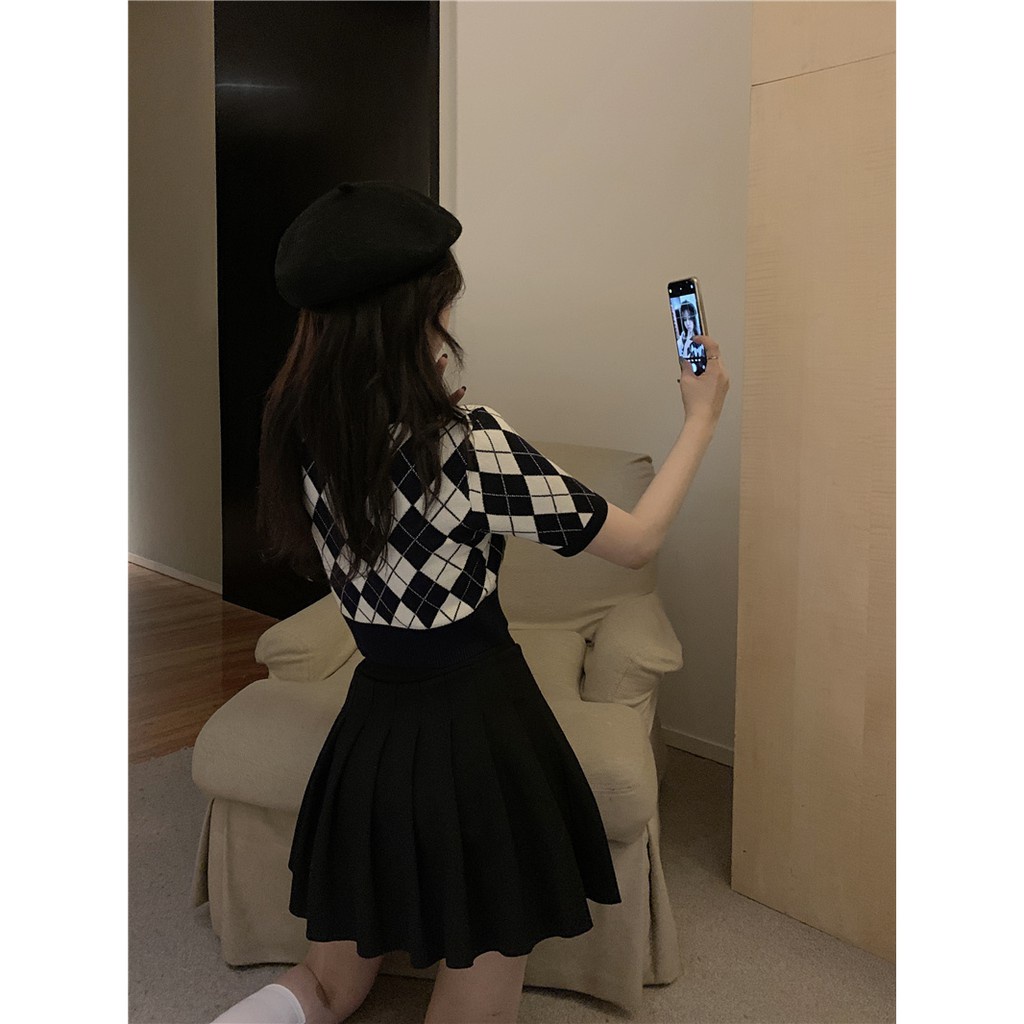 ÁO CROPTOP POLO LEN TRÁM ULZZANG  - Aocroptopkecaro_P2K6