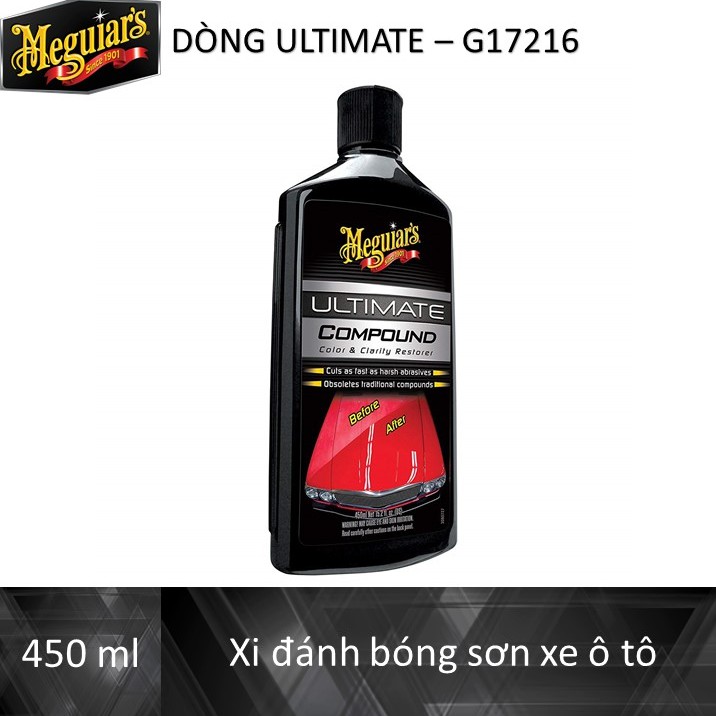 [Mã LT50 giảm 50k đơn 250k] Meguiar's Xi đánh bóng bề mặt sơn xe ô tô (Xi bước 1) - Ultimate Compound - G17216, 450 ml