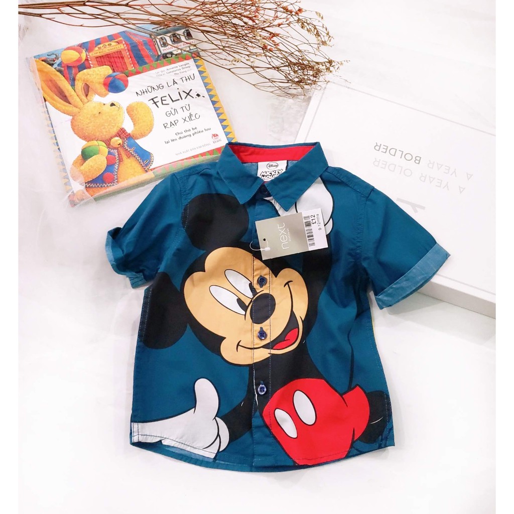 Áo sơ mi bé trai họa tiết chuột mickey đáng yêu