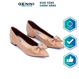 Giày bệt nơ đính đá ge436 - genni