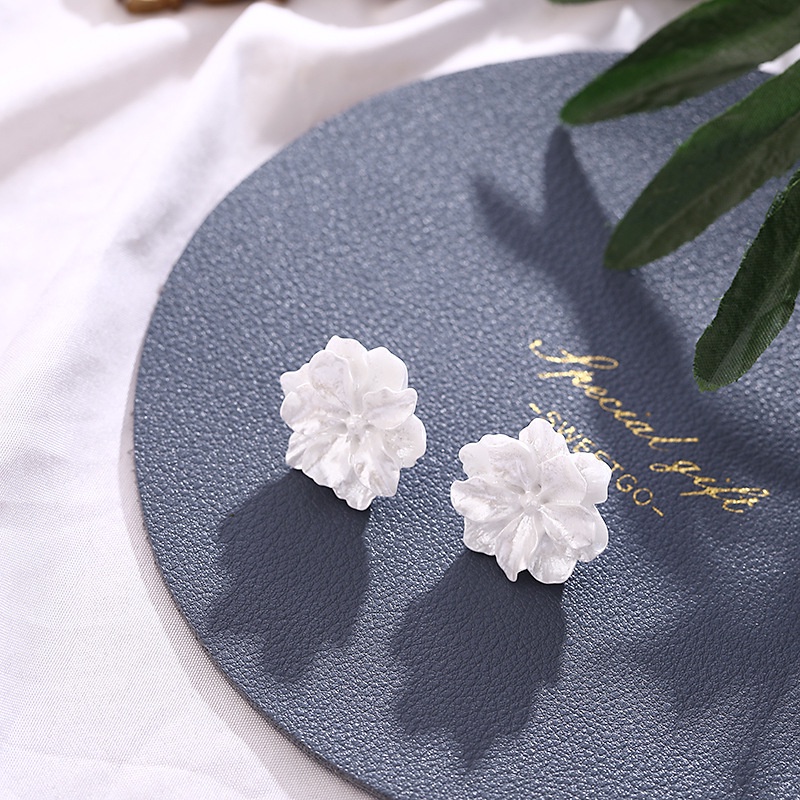 PINKDUDU Bông Tai Hình Hoa Trà Tím / Trắng Bằng Resin Thời Trang Xinh Xắn Cho Nữ PD506