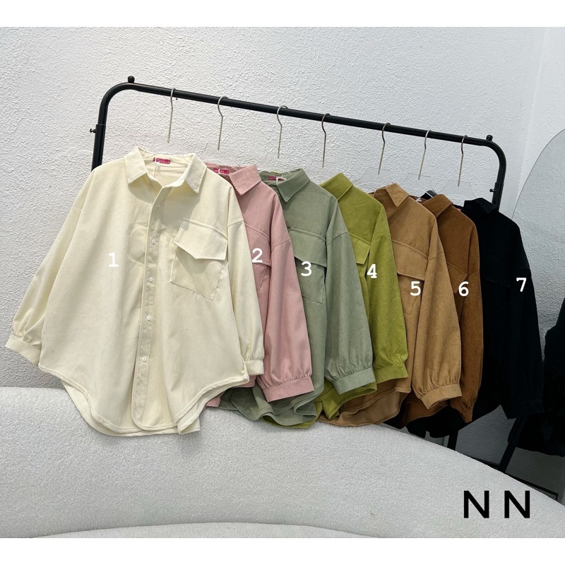 ÁO SƠ MI NHUNG TAY BỒNG FROM RỘNG MS21001