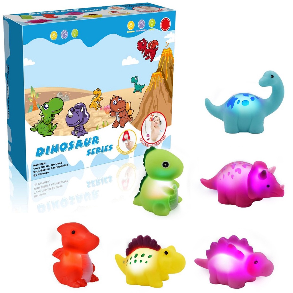 Set 6 Khủng Long Đồ Chơi Nổi Trên Nước Có Thể Thay Đổi Màu Sắc Dành Cho Trẻ Em Dùng Trong Bồn Tắm Quà Tặng 1-Shcy50
