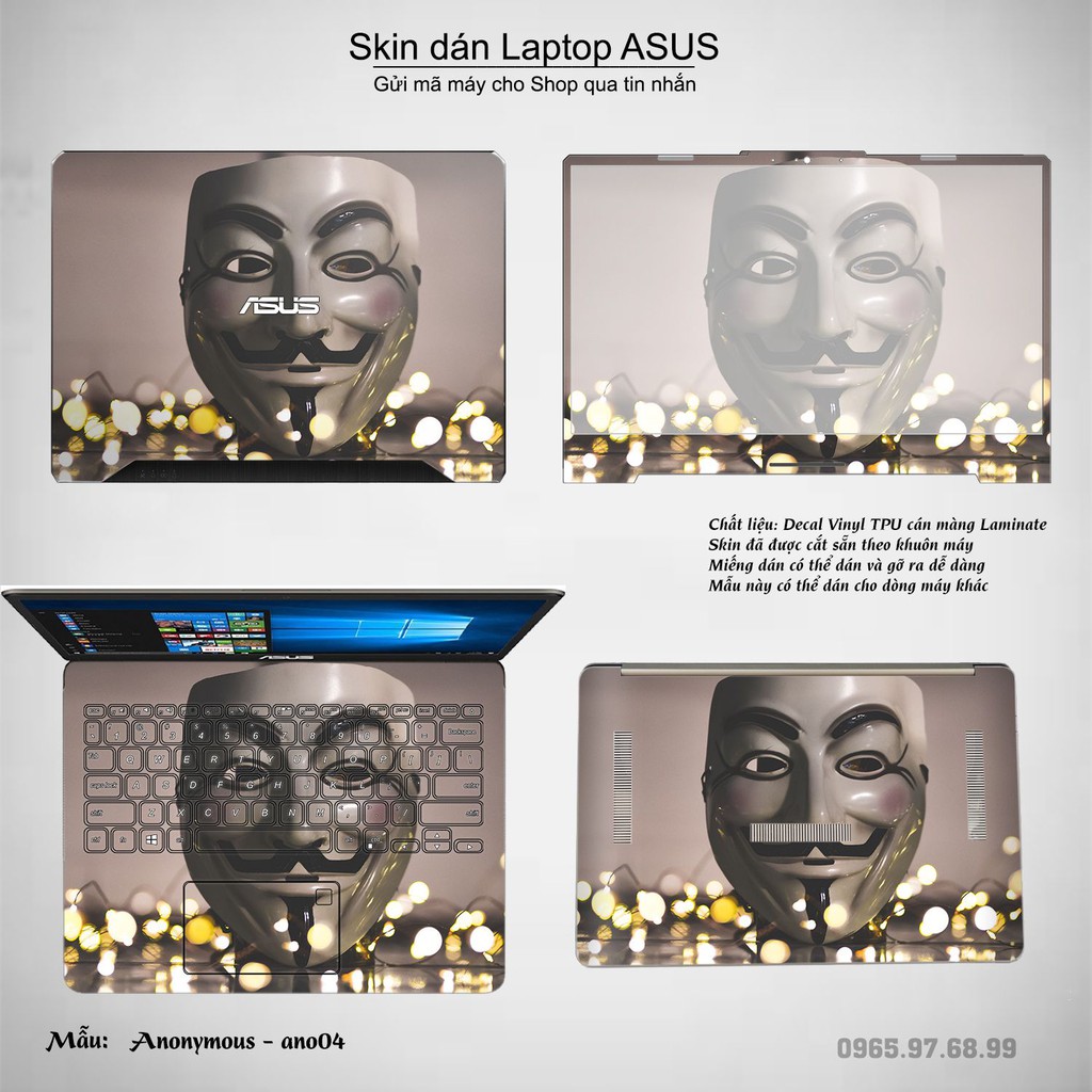 Skin dán Laptop Asus in hình Anonymous (inbox mã máy cho Shop)