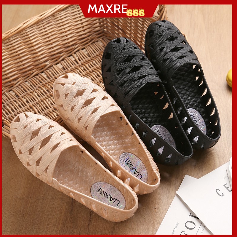 Giày lười nữ thời trang nhựa dẻo đế cao su chống trơn trượt đi mưa đi biển, siêu nhẹ bền phong cách thời trang
