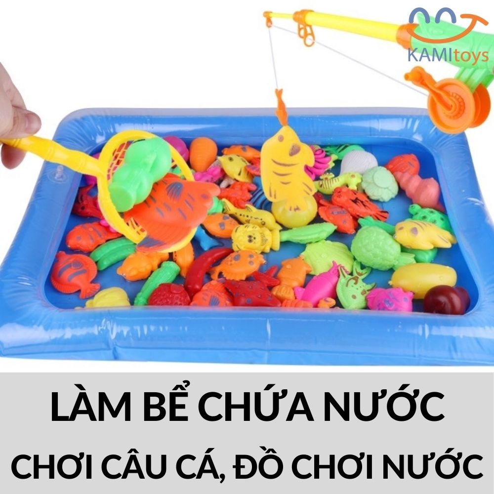 Đồ chơi Bể phao mini bơm hơi làm Bàn chơi Đất cát nặn Câu cá nước cho trẻ em mã 50015a