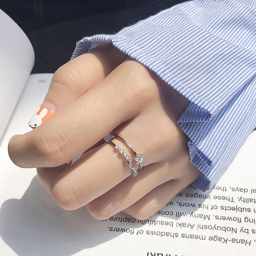 Nhẫn 2 tầng họa tiết ngôi sao xinh xắn thời trang dành cho đám cưới