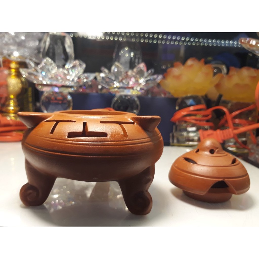 Lư gốm xông trầm Bát Tràng cao 10cm và 15cm