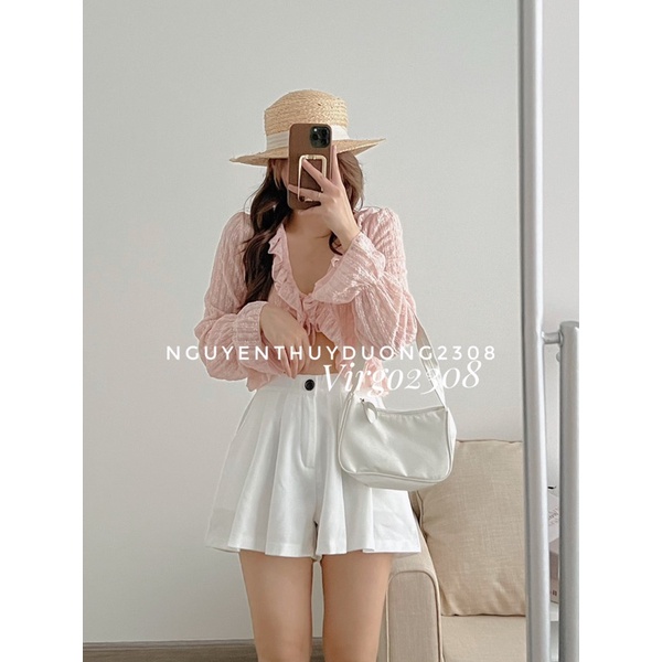 [HÀNG SẴN]ÁO CADIGAN HOA REN CỔ BÈO THẮT DÂY NƠ NGỰC SIÊU ĐIỆU