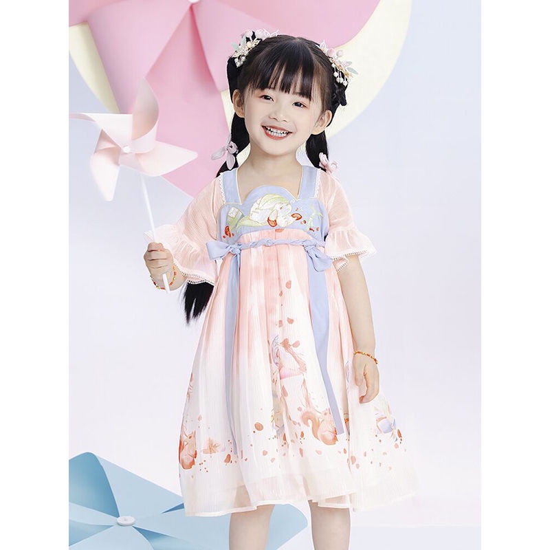 Đầm Công Chúa Hán Phục Bằng Vải Voan Phong Cách Trung Hoa Cổ Điển Mẫu Mới 2022 Dành Cho Bé Gái 90-130 Tuổi