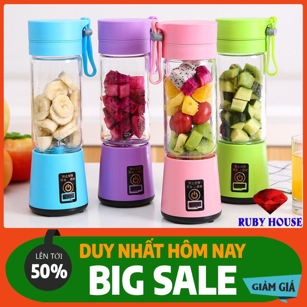 [LOẠI 6 LƯỠI]Máy xay sinh tố tích điện XAY KHỎE, SIÊU BỀN, máy xay sinh tố mini-Ruby House