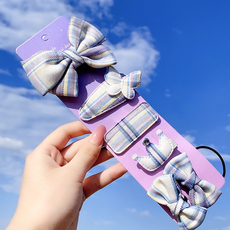 SET 5 Kẹp hình nơ sơ mi đính tóc đáng yêu dành cho nữ