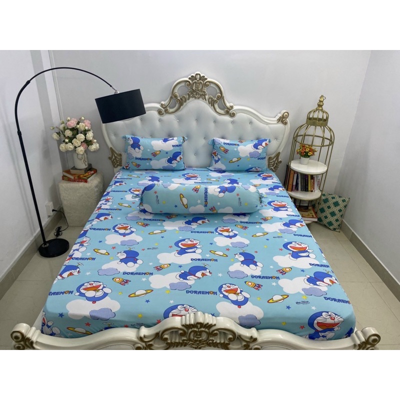 Bộ drap thun ❤️FREESHIP❤️ga thun Hàn Quốc- đôraemon ( 1 ga, 3 áo gối)