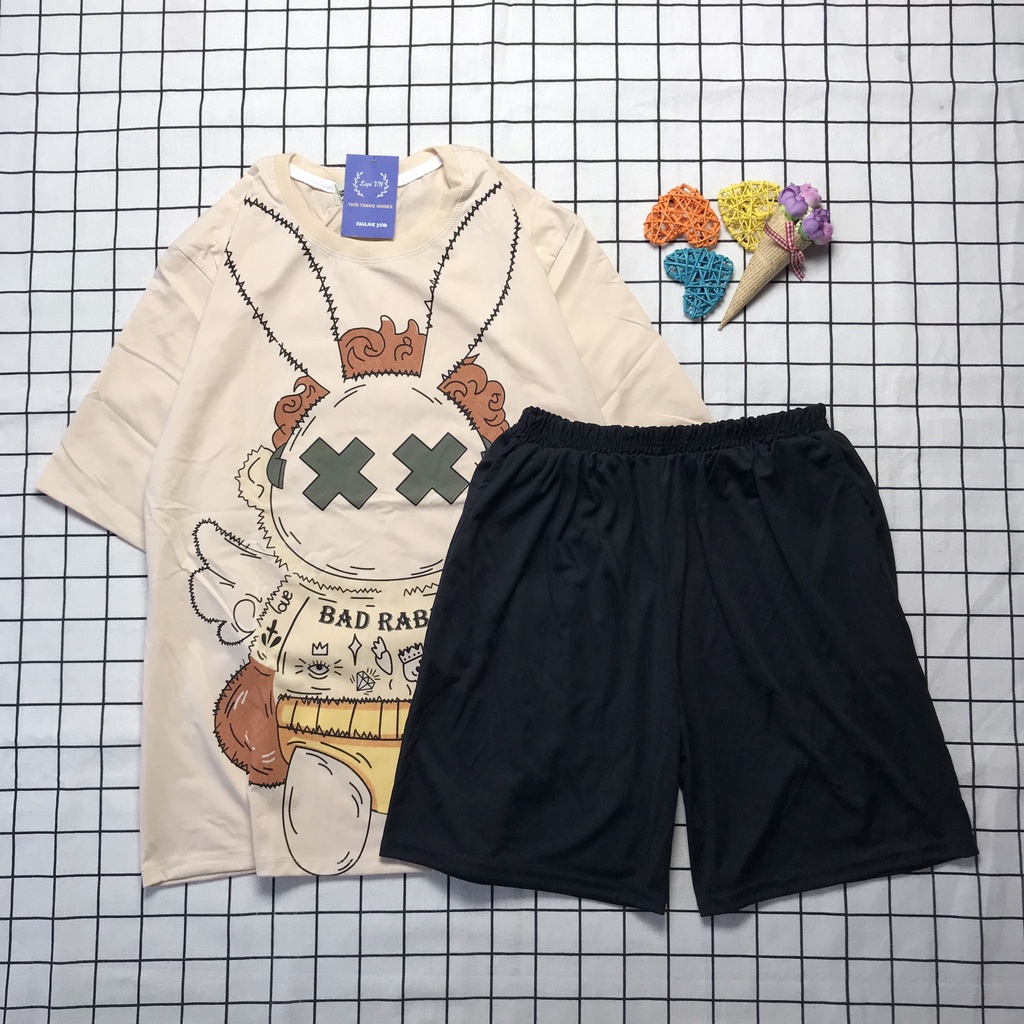 Set Đồ Bộ Tay Lỡ In Họa Tiết BR Devil - Lapi VN Phong Cách Hàn Quốc Cho Cả Nam Và Nữ, Đồ Mặc Nhà Cute
