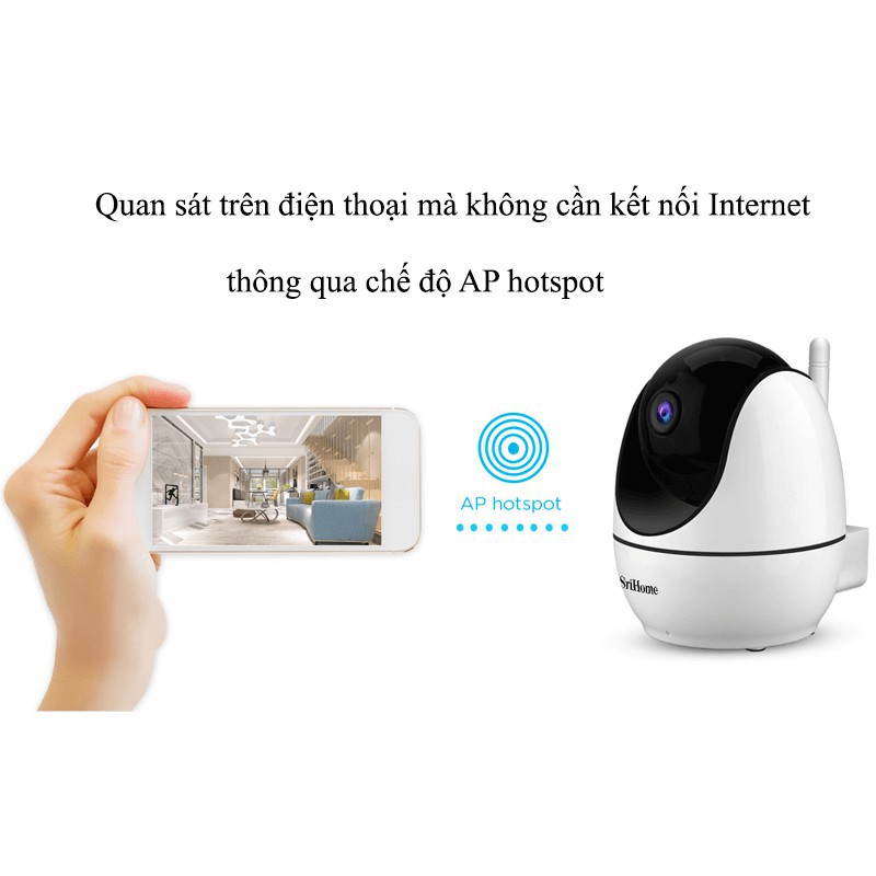 Camera Wifi - Camera Srihome SH026 -3.0Mpx/Full HD-Xoay 360 Theo Chuyển Động,Cảnh Báo Người lạ Có Đàm Thoại,Kèm Thẻ 64Gb | BigBuy360 - bigbuy360.vn