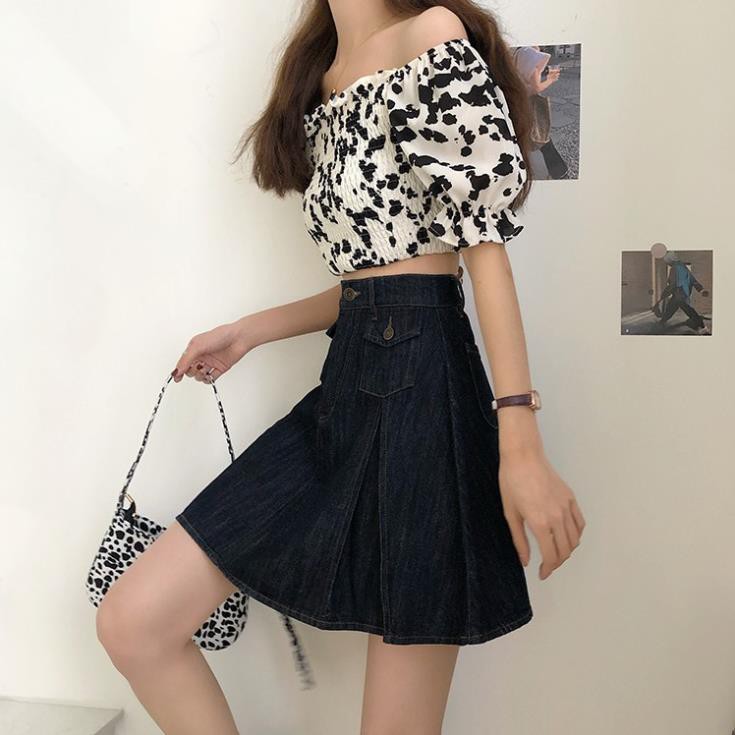 Xiaozhainv Váy Jean Dáng Chữ A Phong Cách Hàn Quốc Dễ Phối Đồ 😘